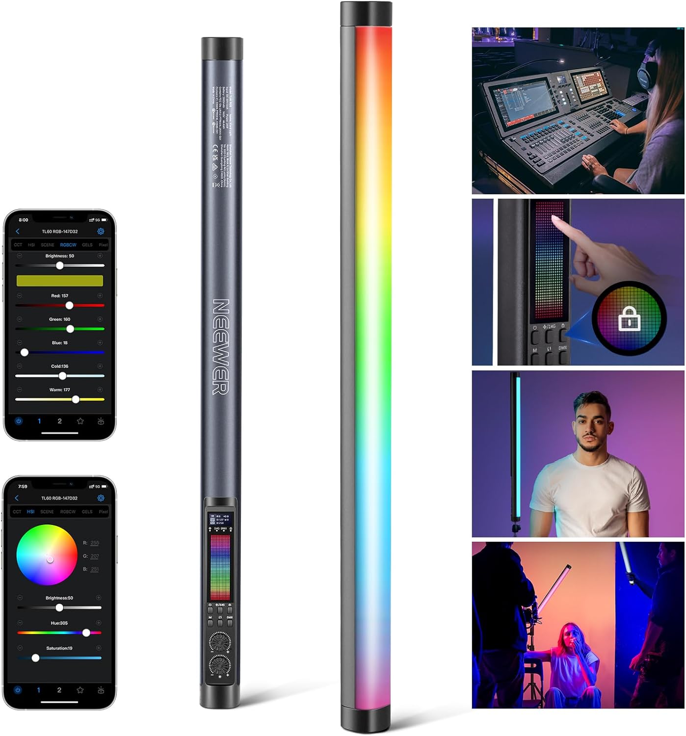Photography Lighting App - Neewer tl60 rgb tubo de luz,