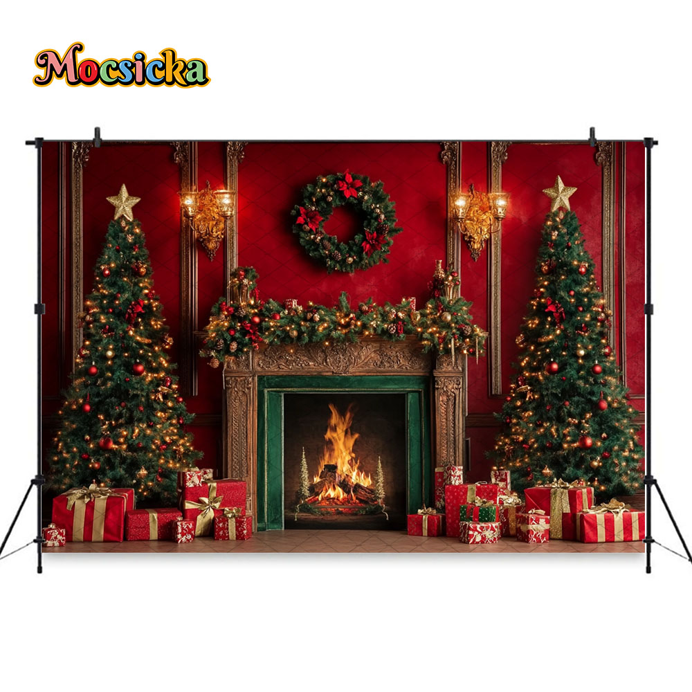 Mocsicka vermelho natal lareir - Photography Lighting Setup avaliação e preço