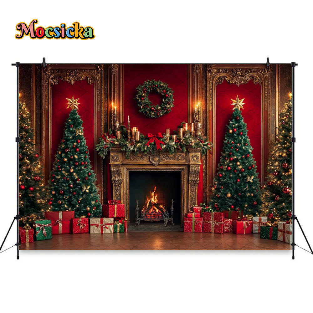 Mocsicka vermelho natal lareir - Photography Lighting Setup avaliação e preço