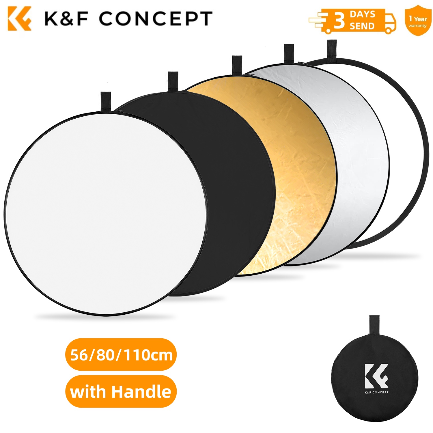 K&F CONCEPT 56/80/110cm Acessó - Photography Lighting Reflector avaliação e preço